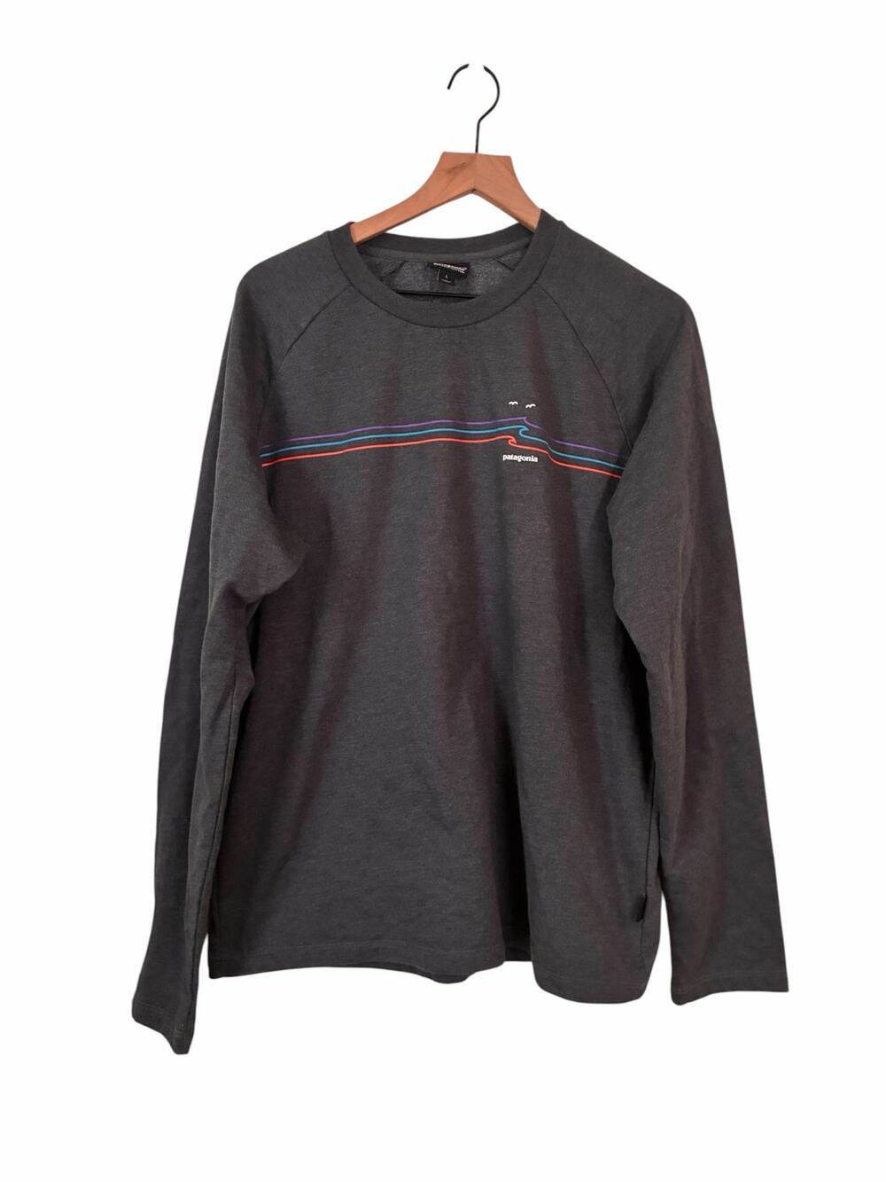 Patagonia Mens Worn Wear Gray Tide Ride Crew Neck Sweatshirt Size Large